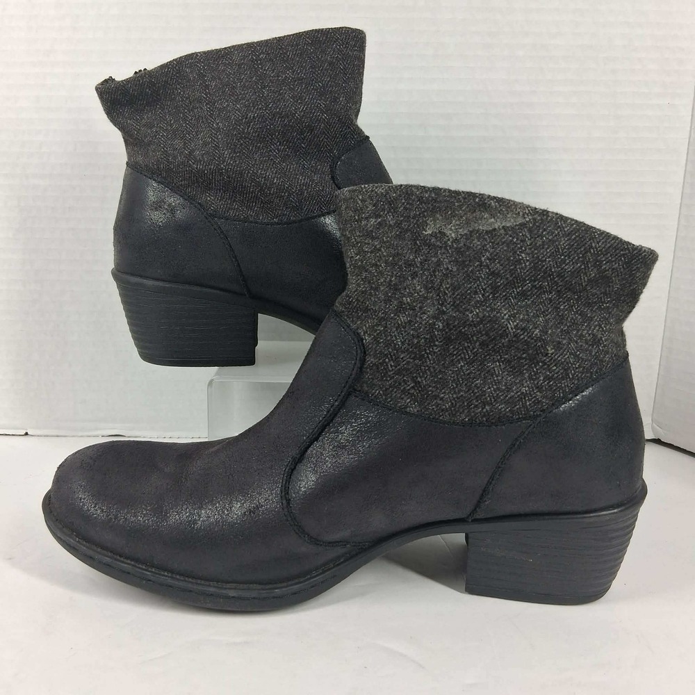 b.o.c. Born Concept Women's Black Grey Herringbone Tassel Ankle Boots Z26709 8M